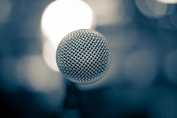 Concert microphone. Bokeh macro photography