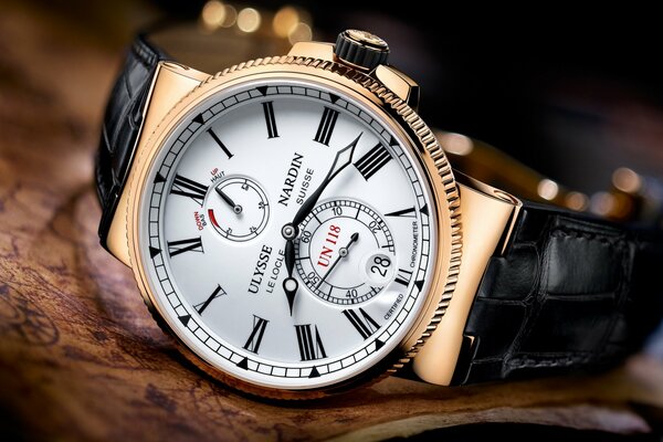 Reloj de pulsera con correa de cuero ulysse nardin