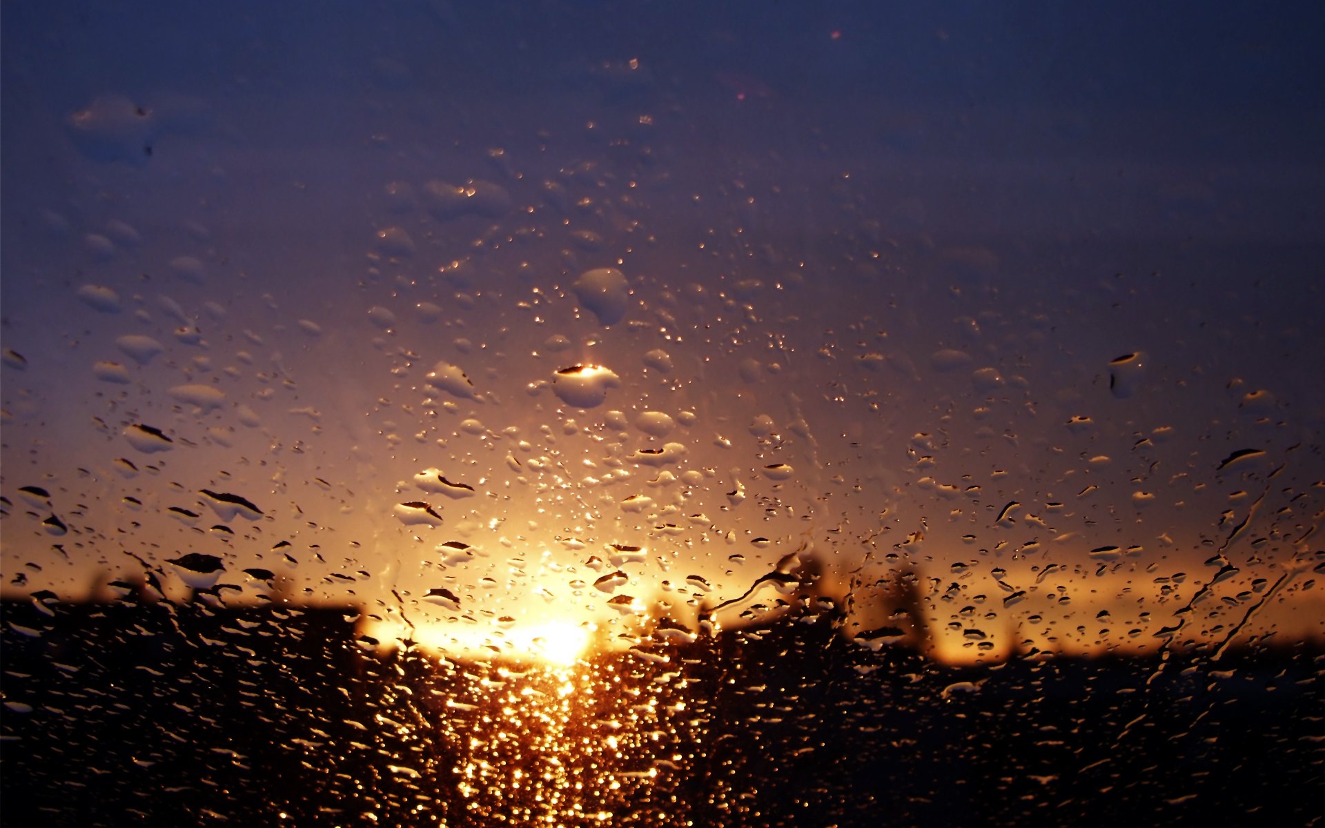 town window rain autumn