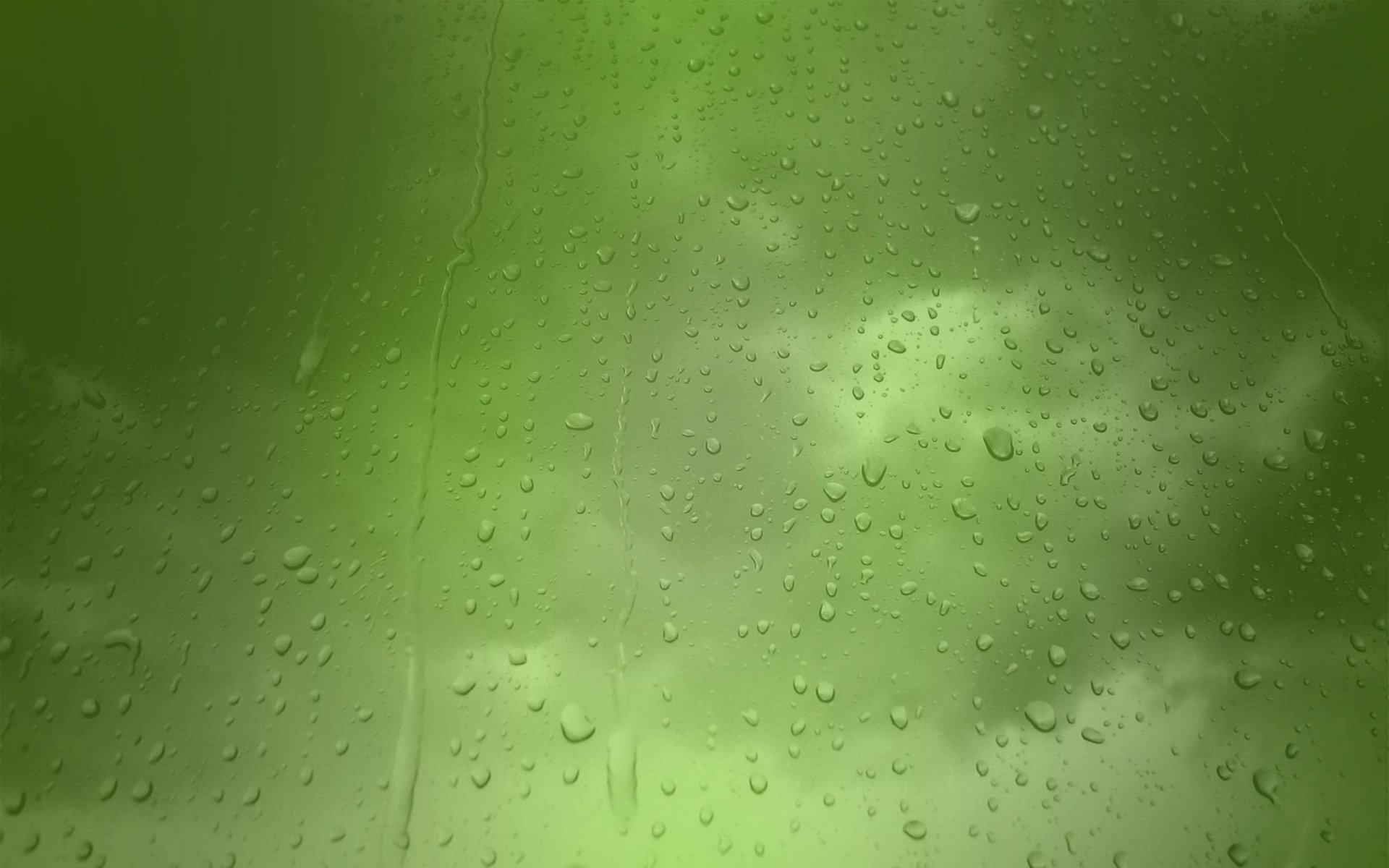 green background droplets rain