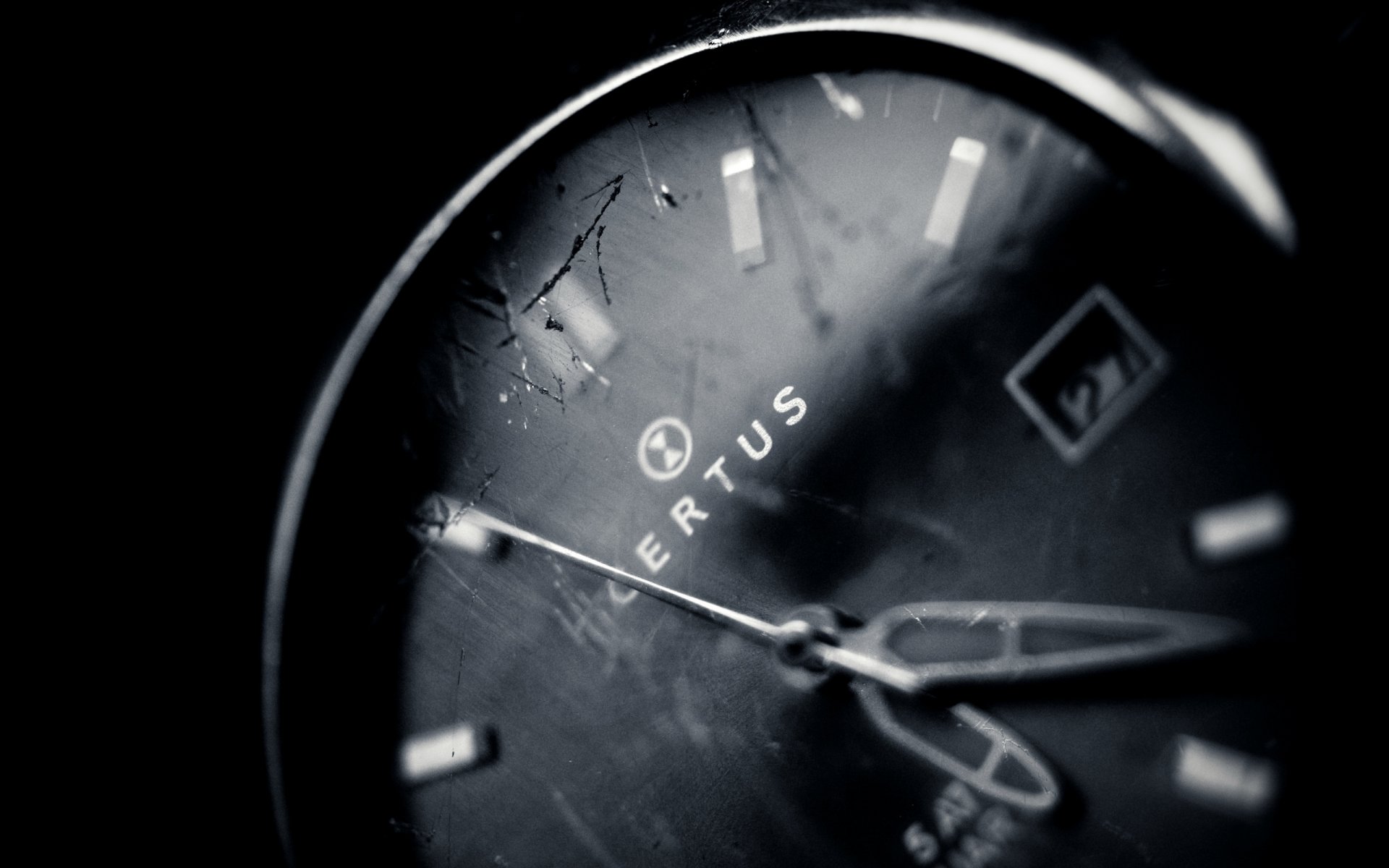 reloj tiempo manos vidrio crack foto macro negro blanco fondo fondo de pantalla