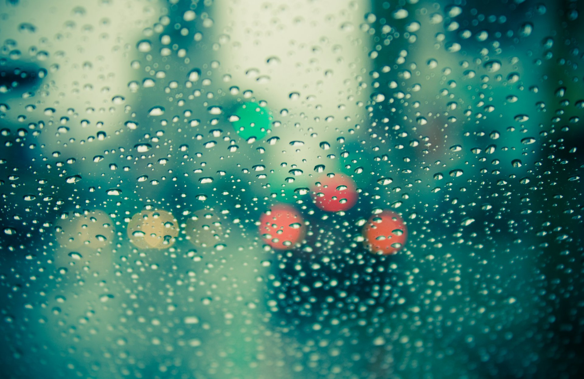 photo rain glass window drops colors bokeh mood macro wallpaper