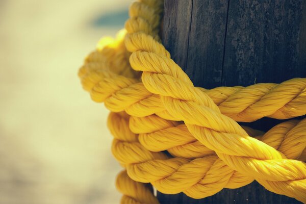 Corde jaune autour du poteau