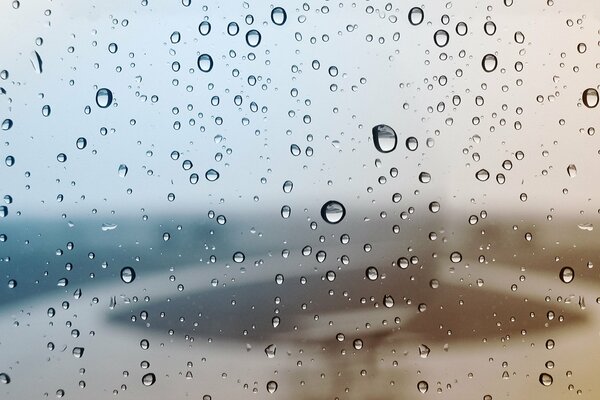 Macro raindrops on the glass