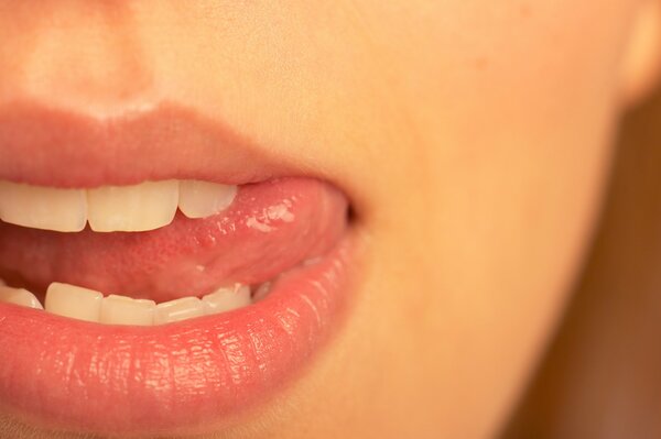 Macro enlargement of lips and tongue