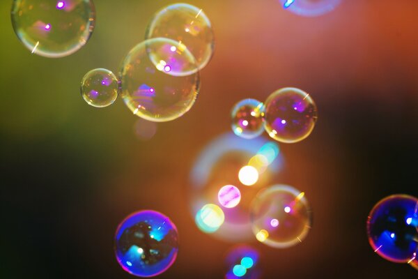 Photos of bright soap bubbles with highlights