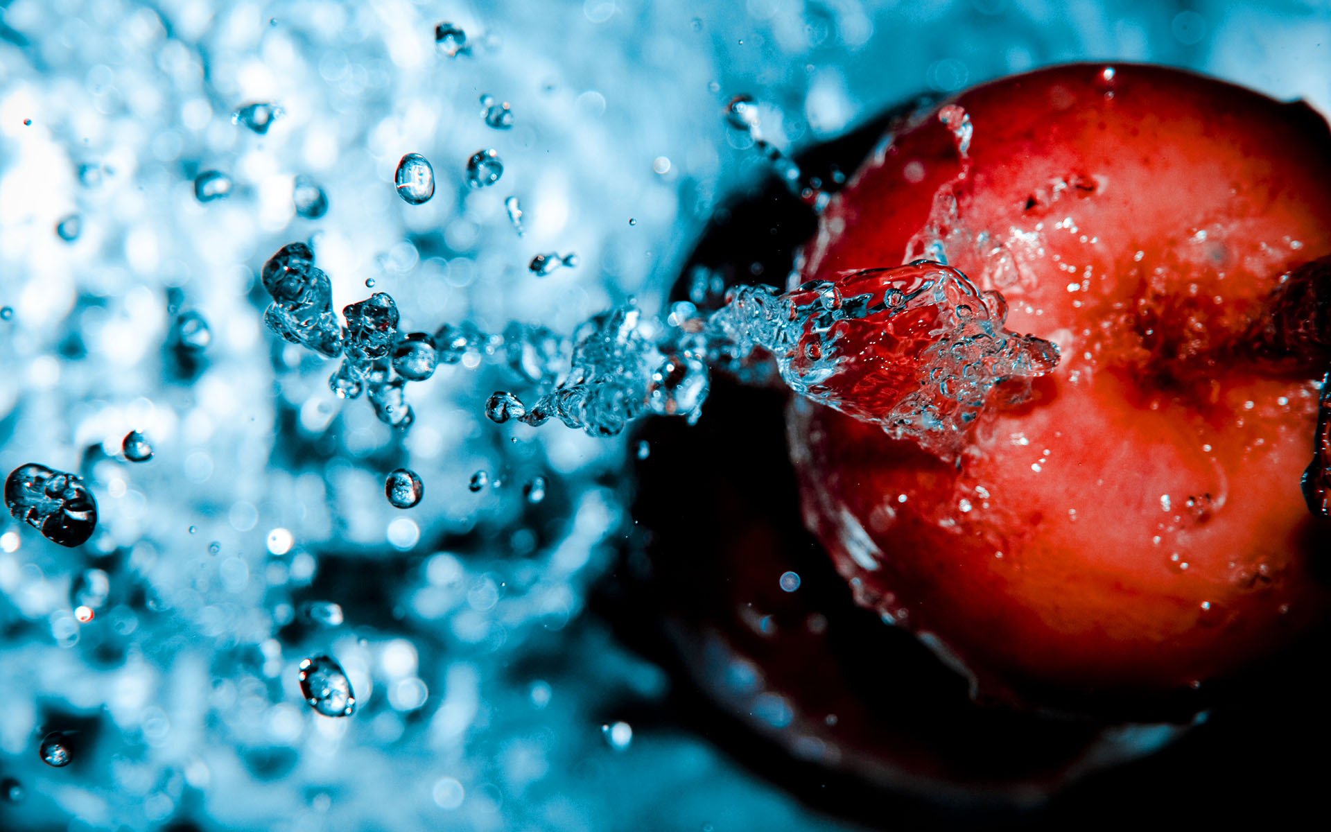 pomme gouttes eau mouvement