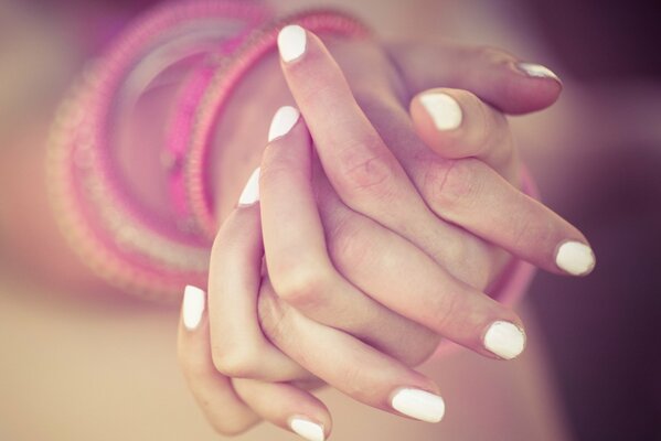 Beautiful girl s hands with manicure