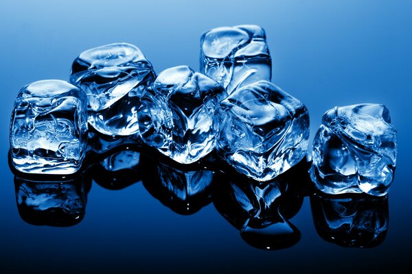 Ice cubes on the water