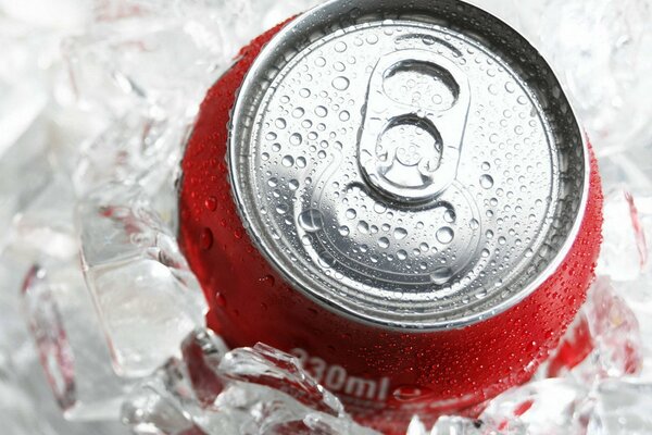 Can of Coca-Cola with ice