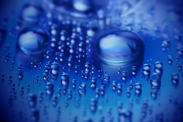 Bright blue water drops