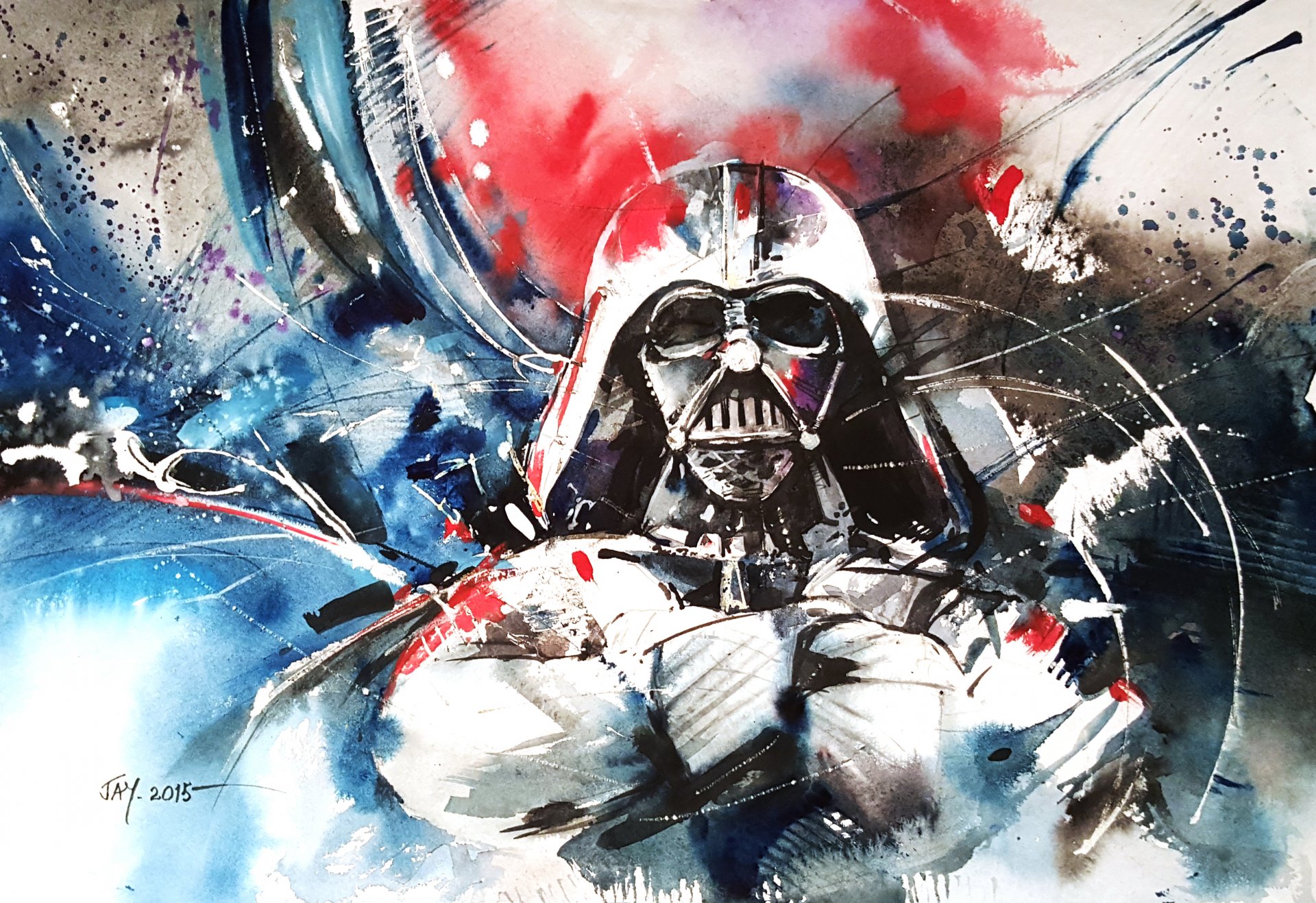 dessin dark vador star wars casque peinture mains pose