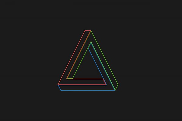 Multicolored lines in the shape of a triangle