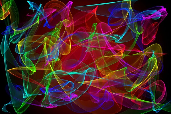 Abstract multicolored lines on a black background