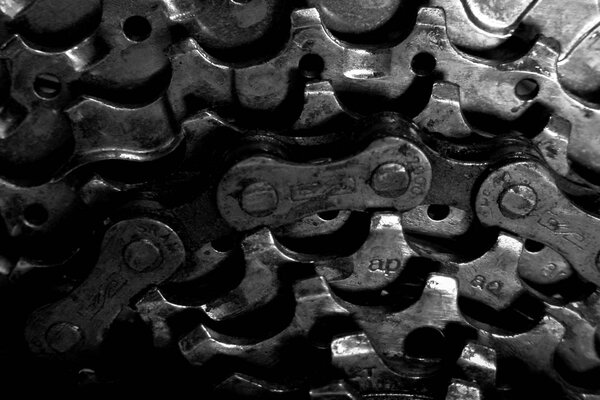 Bicycle chain, close to the screen