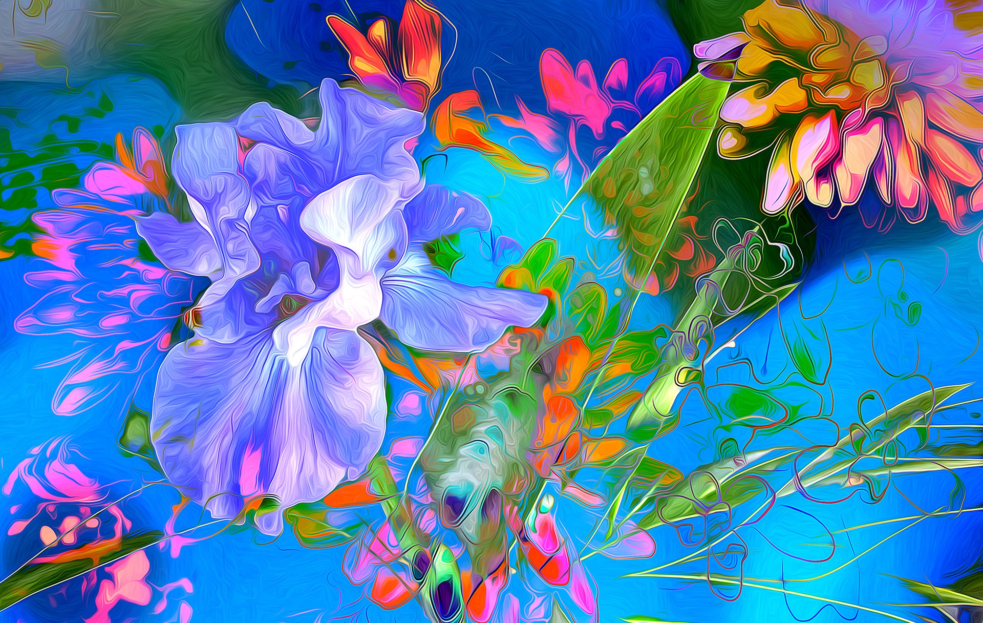 farben linien rendering blumen blütenblätter