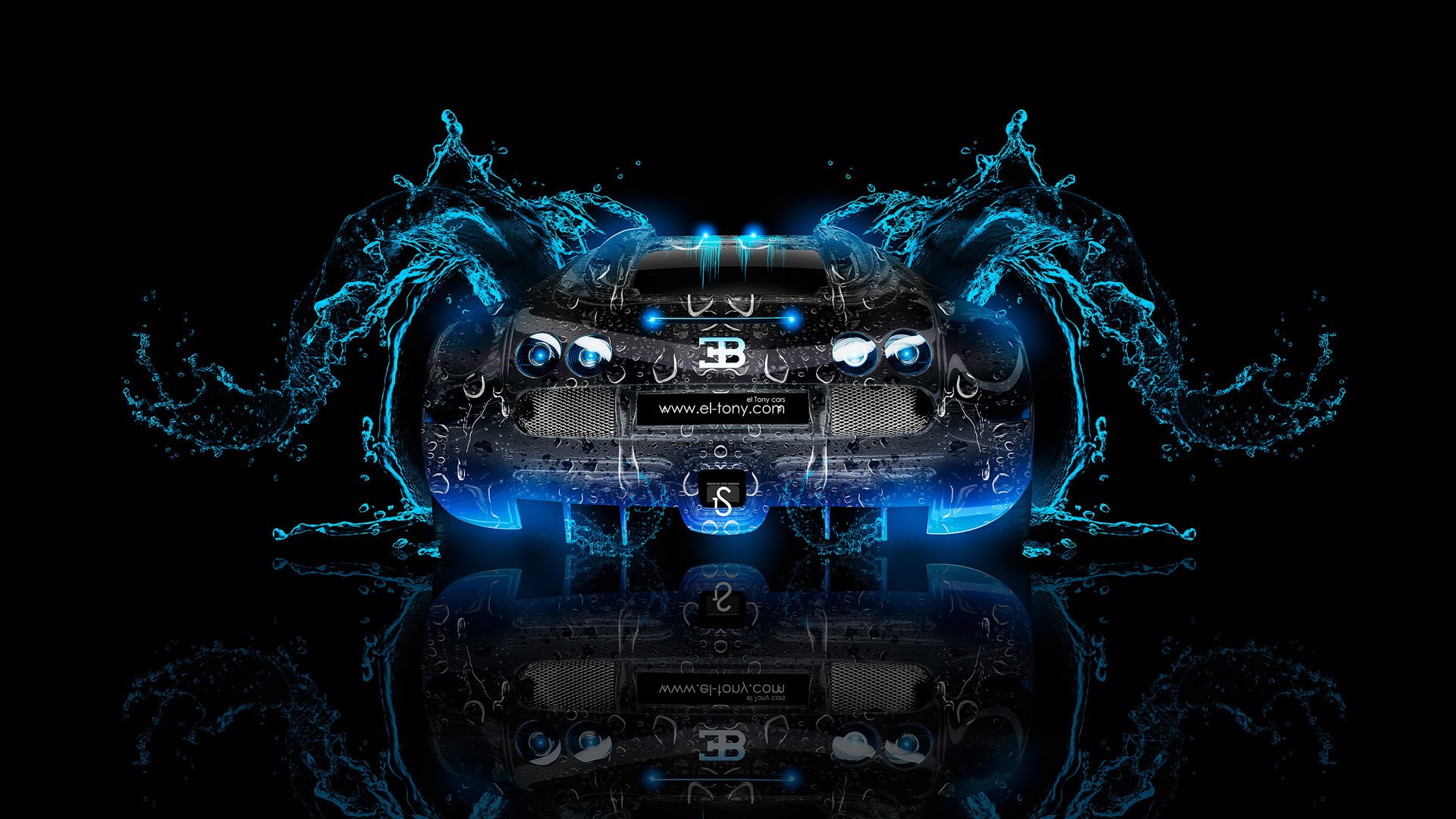 tony kohan bugatti veyron agua coche azul azul neón efectos negro abstracto photoshop el tony coches estilo bugatti veyron agua azul turquesa fondo papel pintado 2014