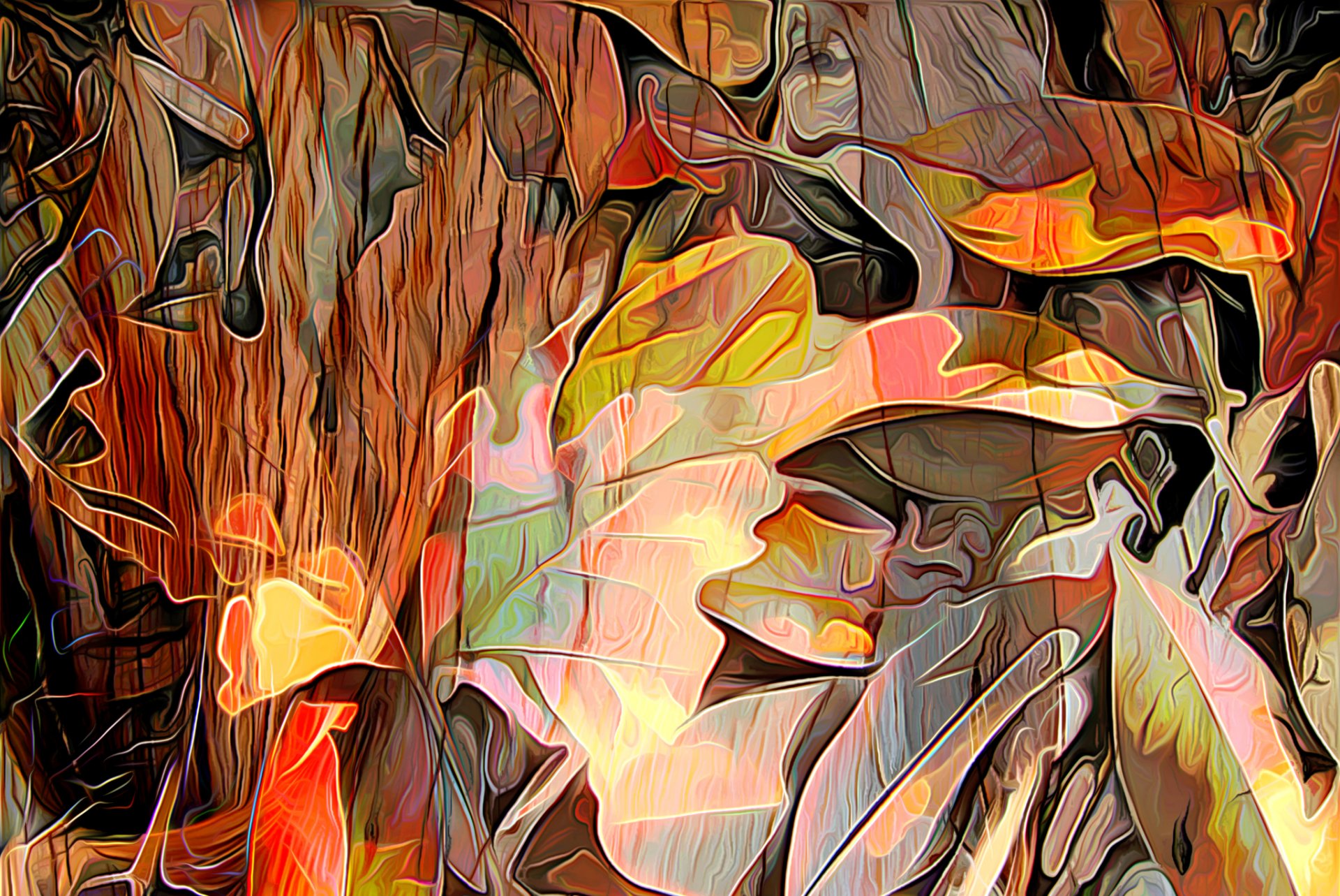 feuilles automne lignes rendu peinture