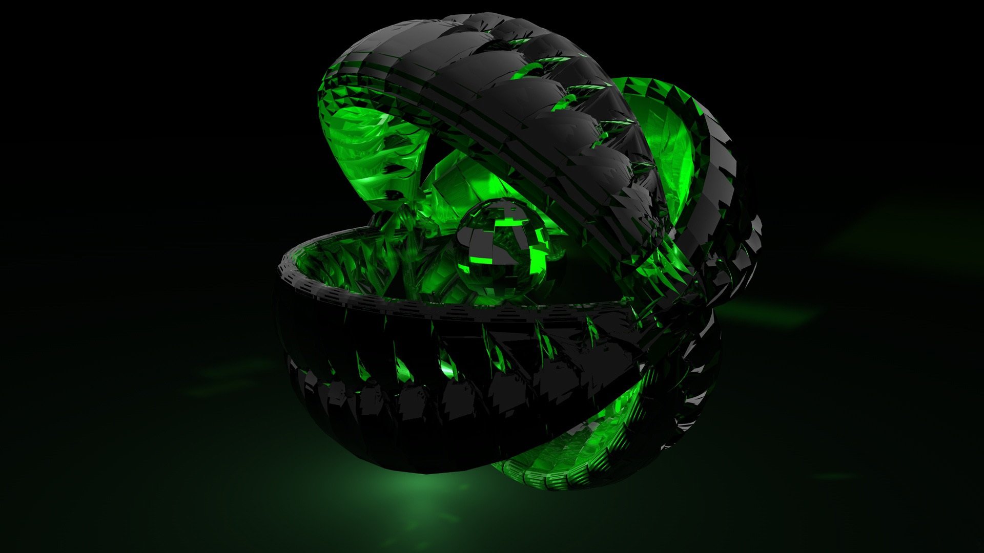 3d abstraite noir vert ballon