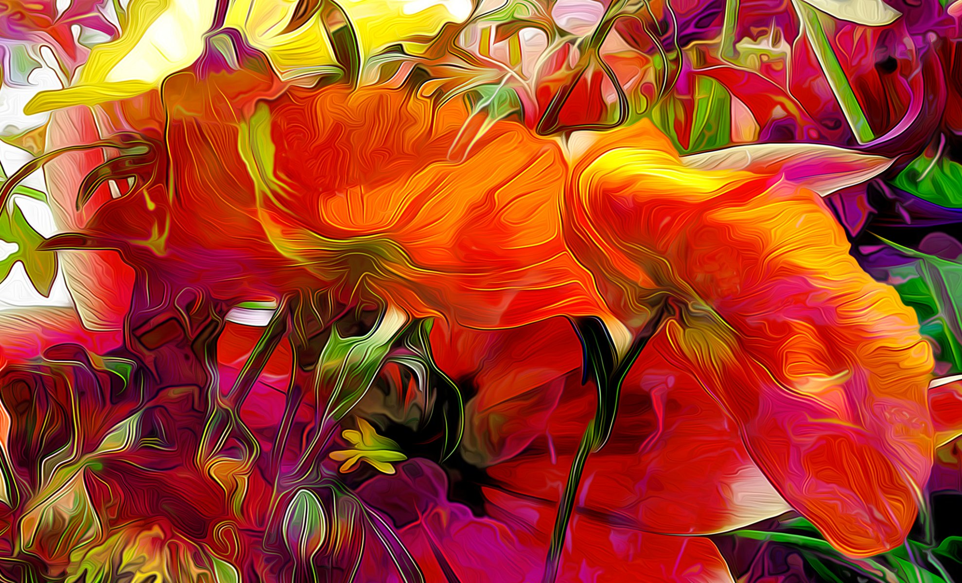 farben linien rendering blumen blütenblätter