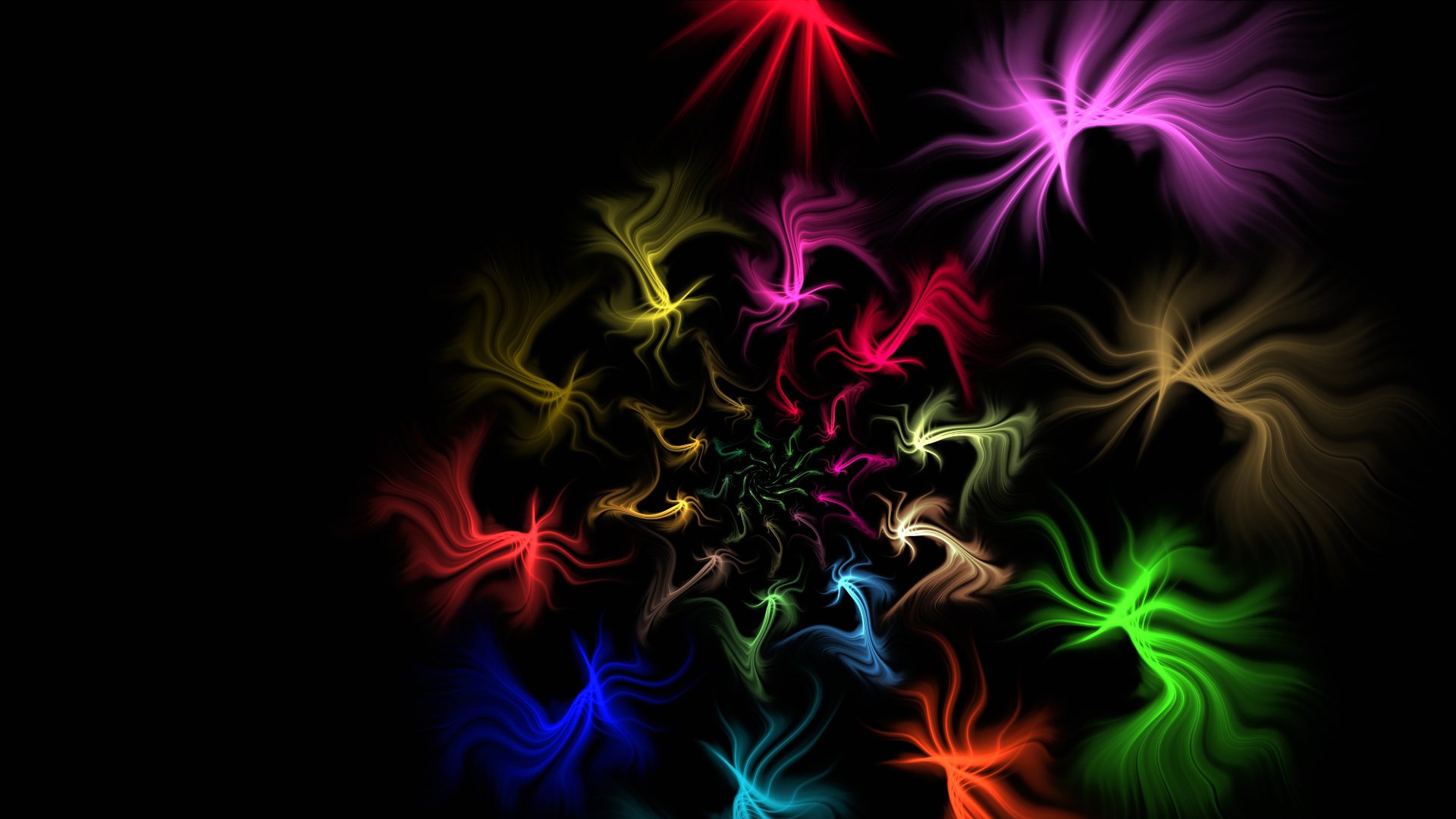 light flowers spiral rays pattern fractal