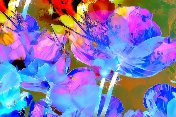 Colorful flower petals of juicy shades