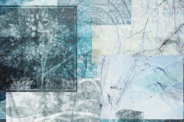 Abstract drawing of winter in blue