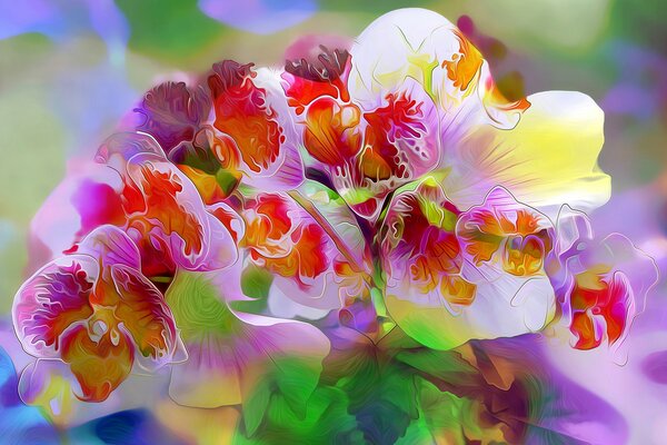 Un orchidea pittoresca creata in una combinazione di colori delicati