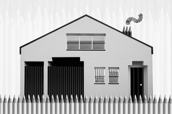 Grey house drawn in pencil