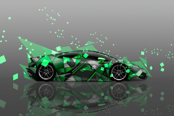 Papel pintado verde Lamborghini vista lateral