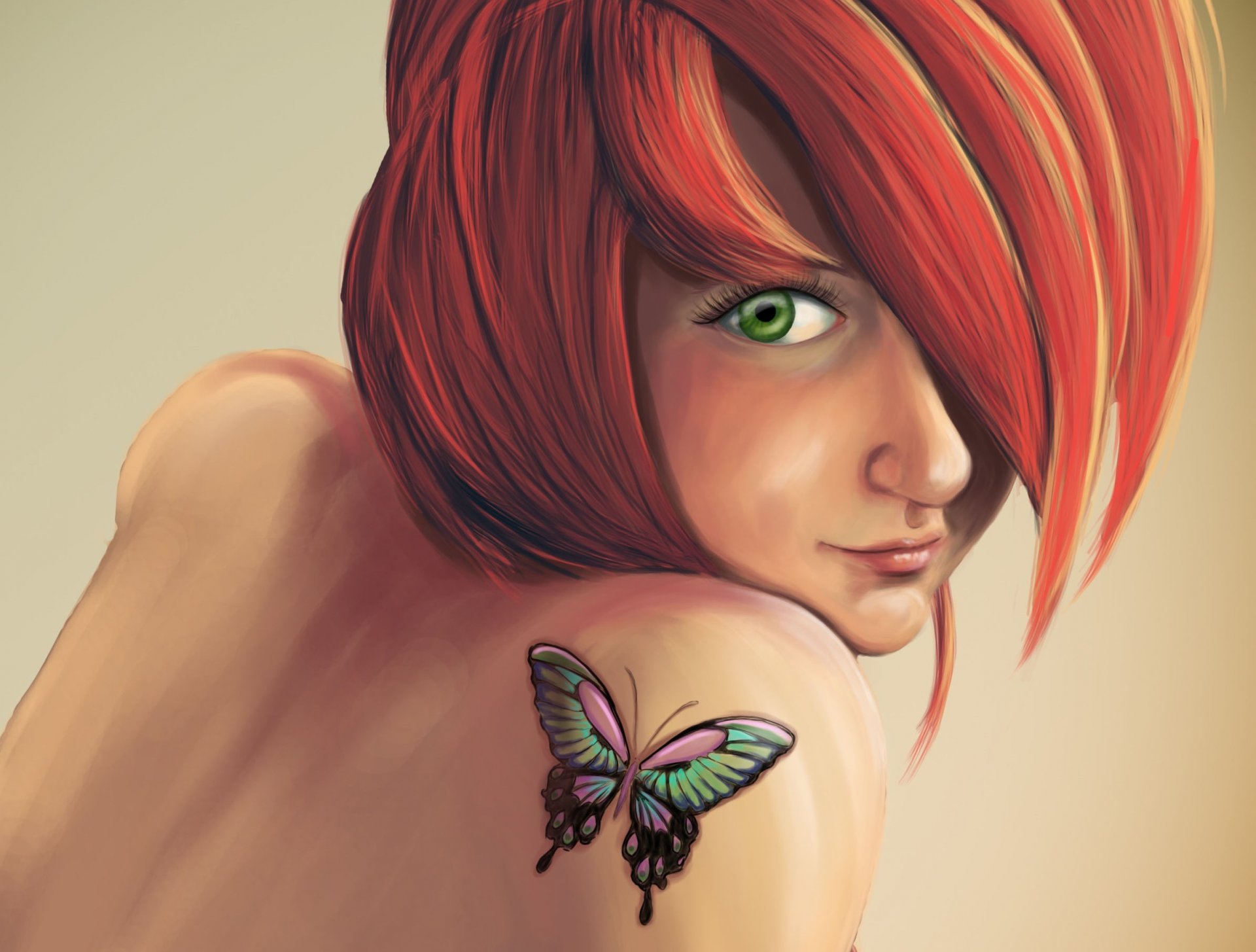 art anna mannco girl red tattoo tattoos butterfly shoulder