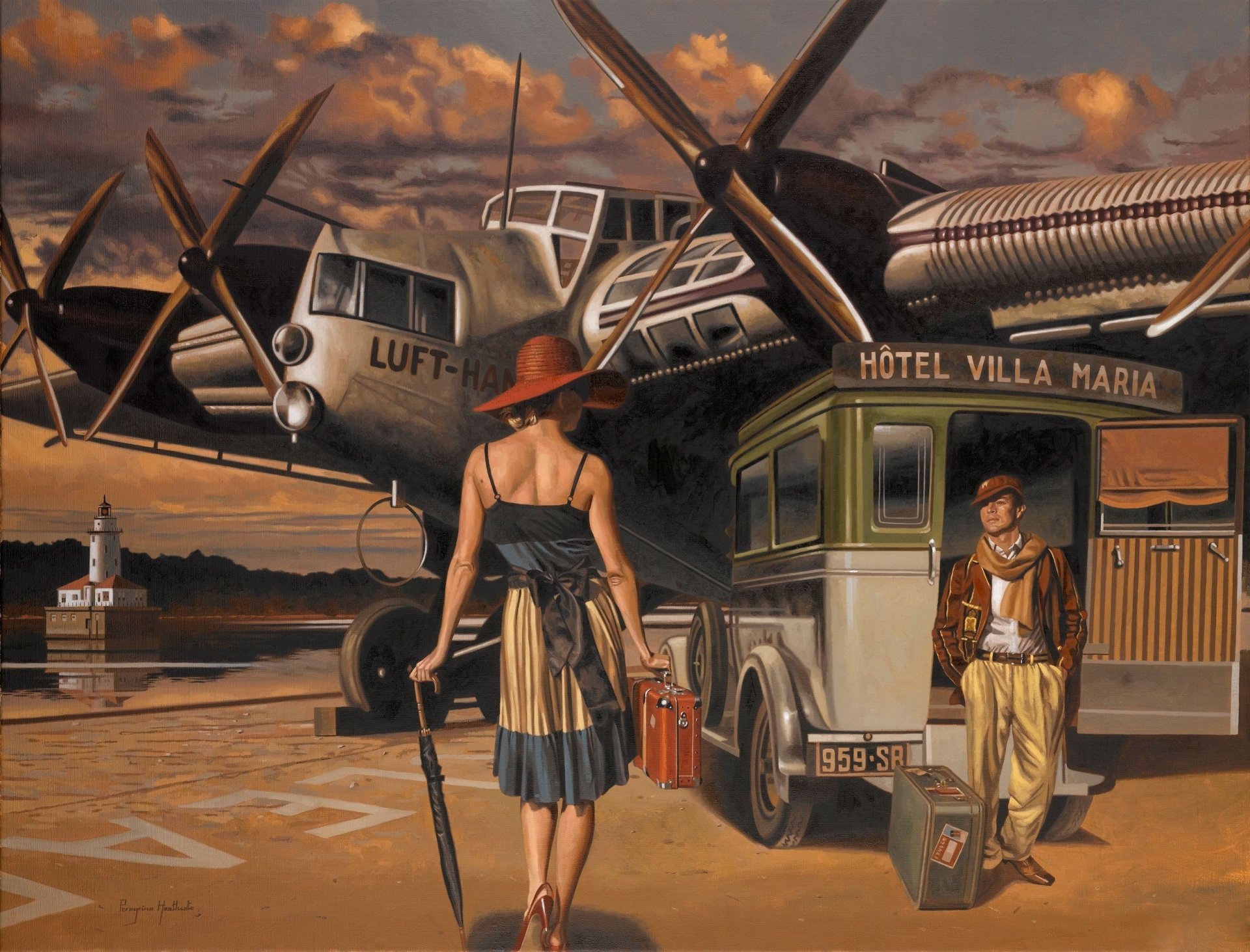 peregrine heathcote picture plane spin a woman men machine hat bag umbrella