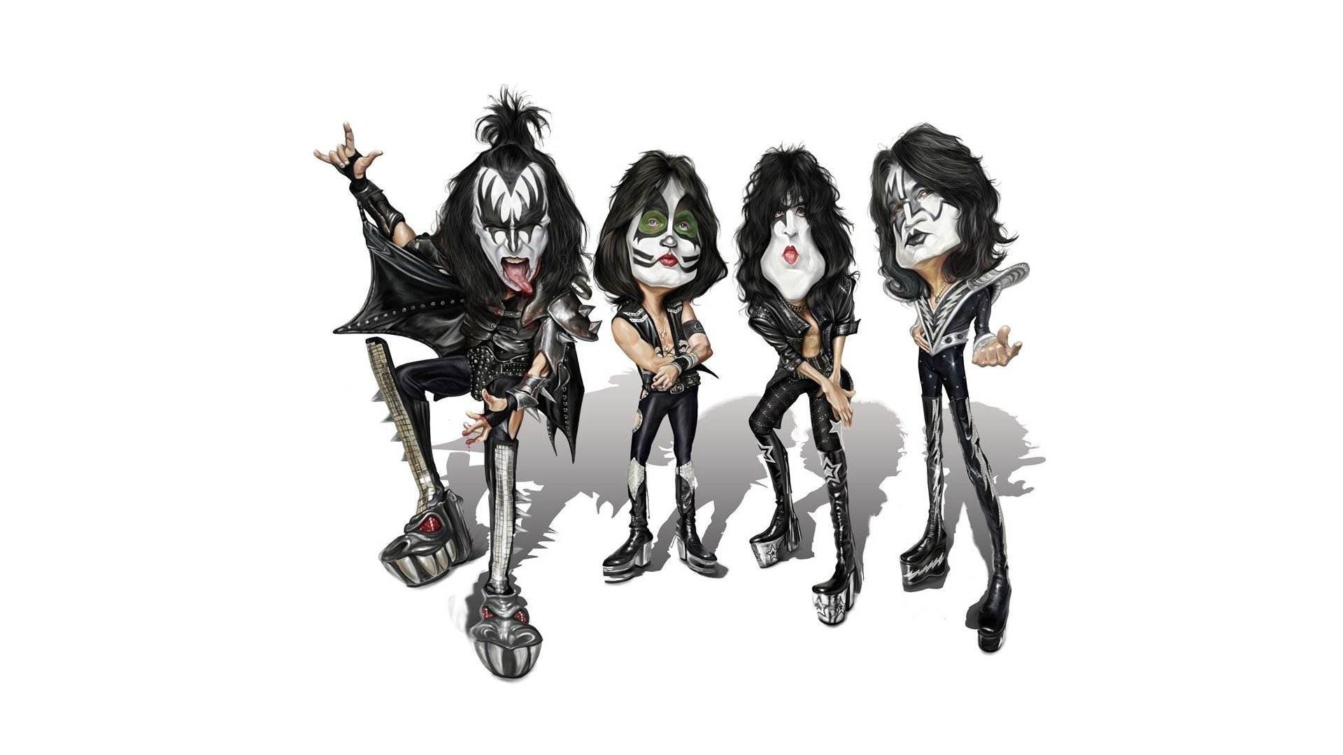 baiser kiss bande rock caricature fond