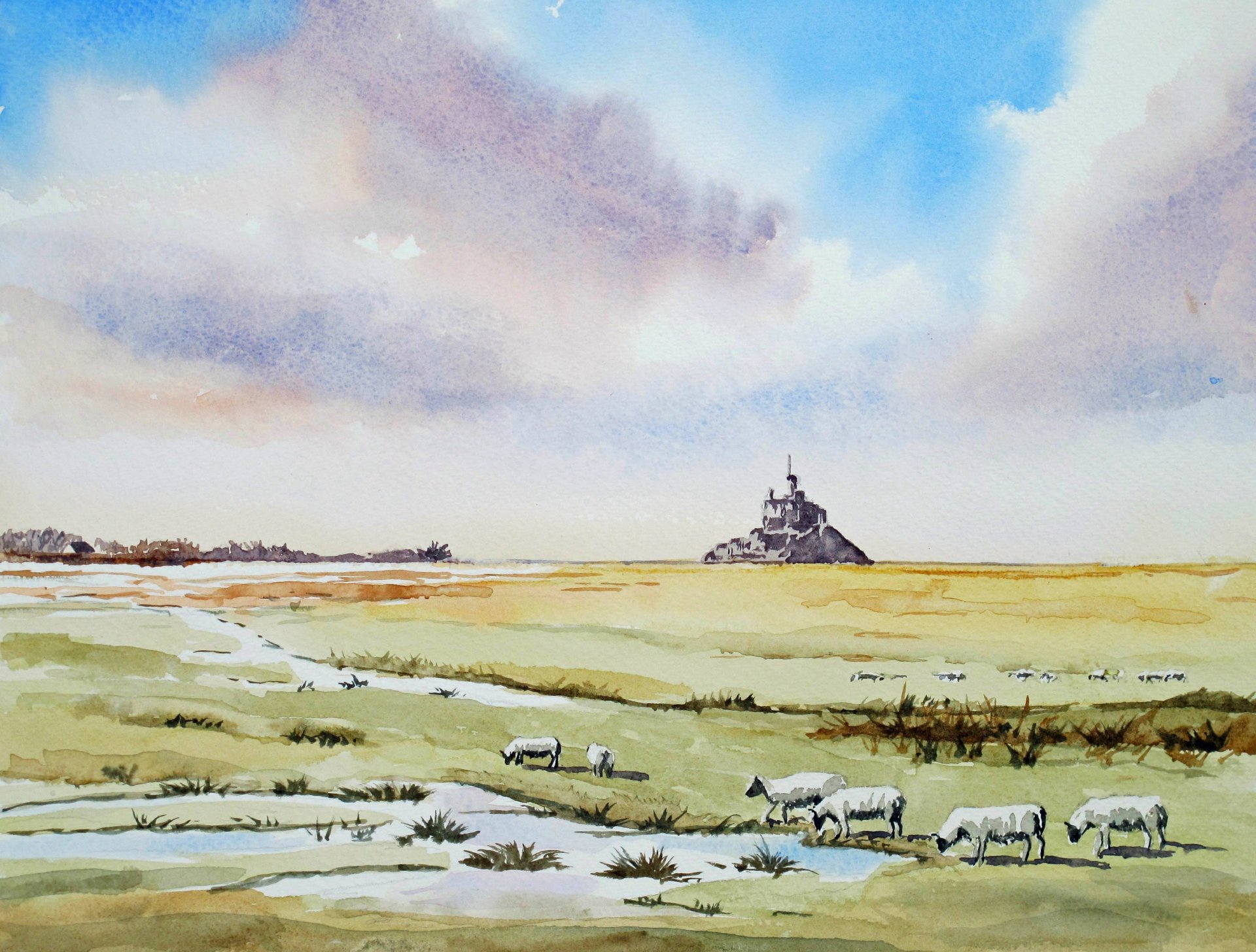 landschaft zeichnung aquarell