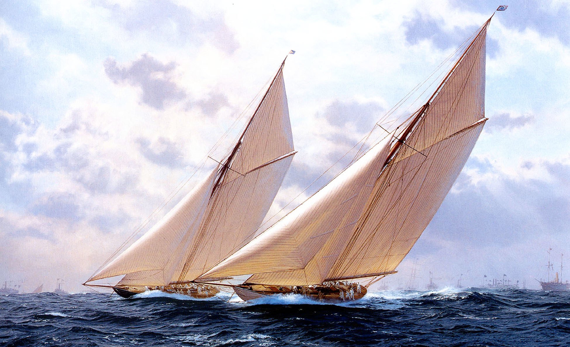 j. steven dews pattern sea waves storm yacht sailboats sky cloud