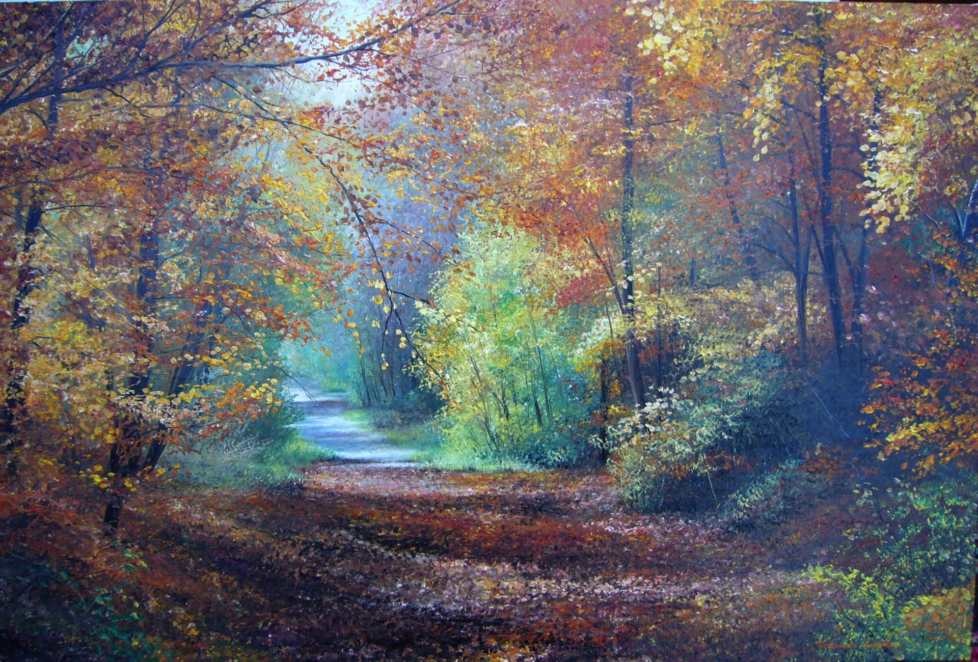 peinture sourire d automne huile sur toile