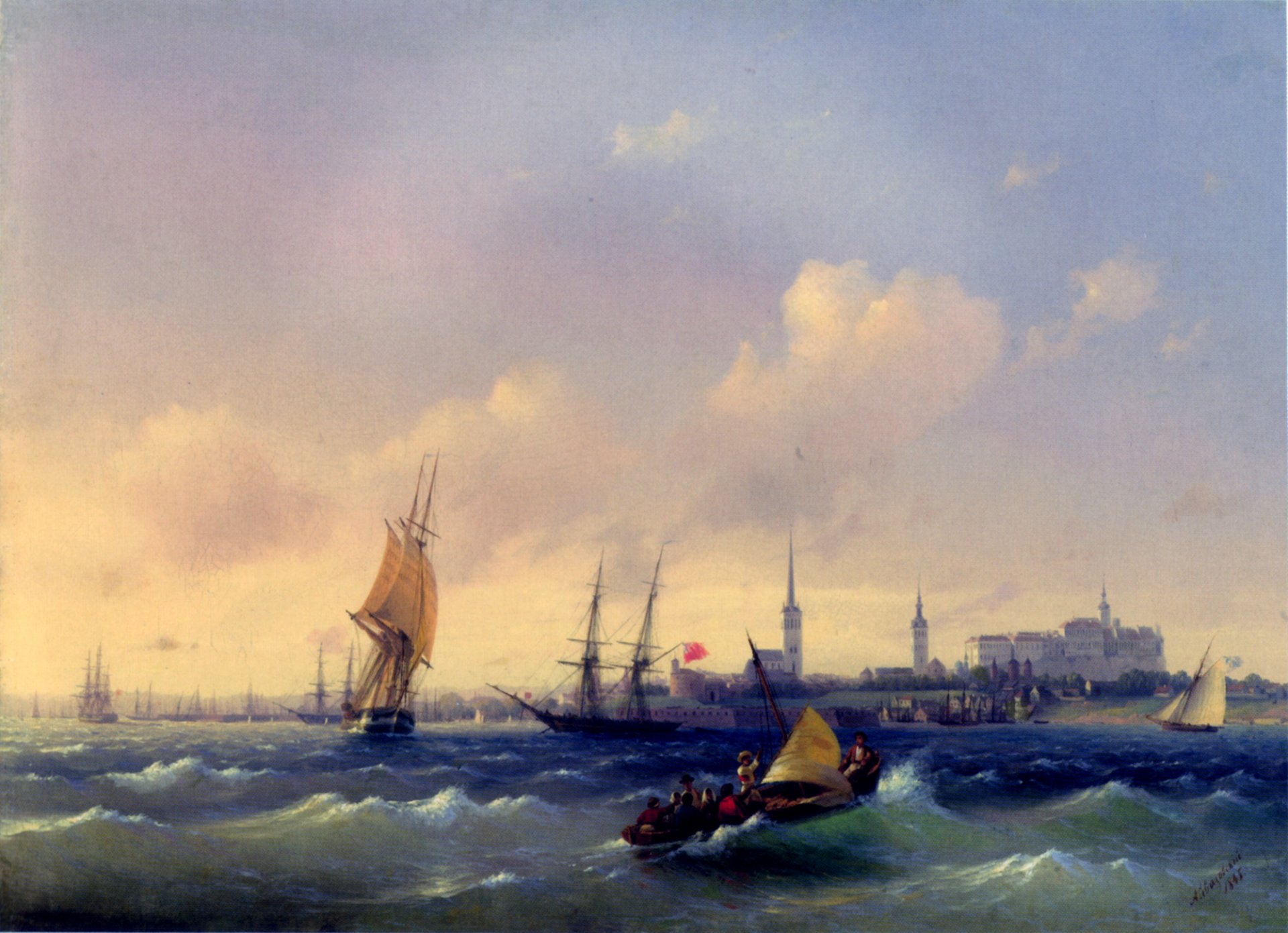 pattern sea waves the port town revel estonia sky clouds aivazovsky