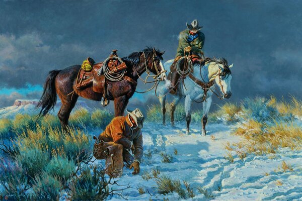 The painting traces of logadei, the pursuit of cowboys