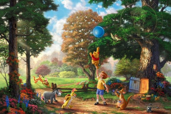 Zeichnung aus der Serie von Winnie the Pooh und Christopher Robin