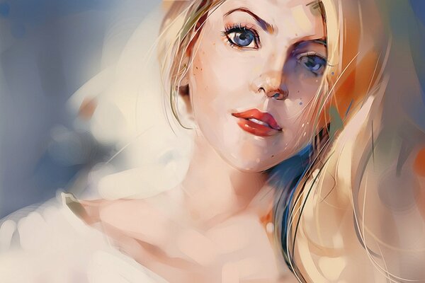 Dessiné fille blonde aux yeux bleus