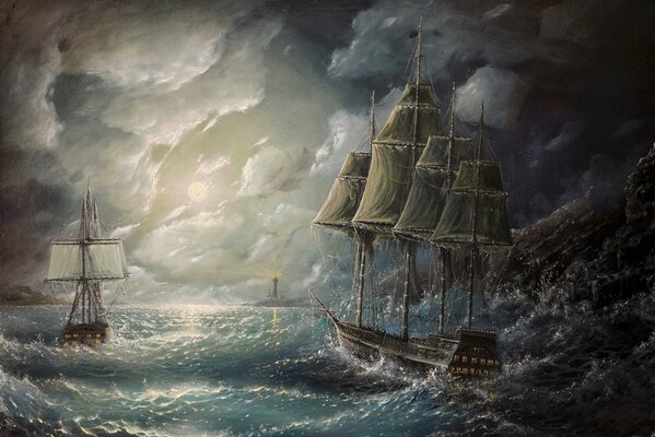 Painting ships during a storm