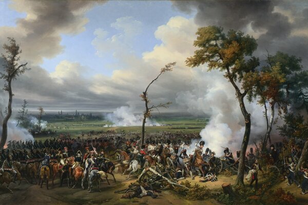 On canvas oil painting battlefield