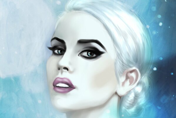 Snow girl with bright makeup