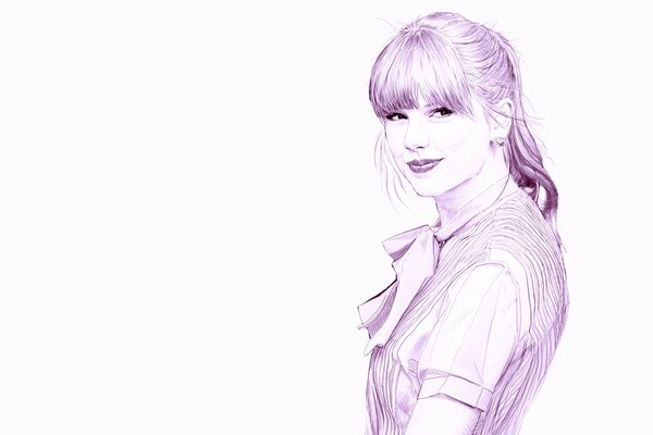 Disegno artistico di sorridente Taylor Swift