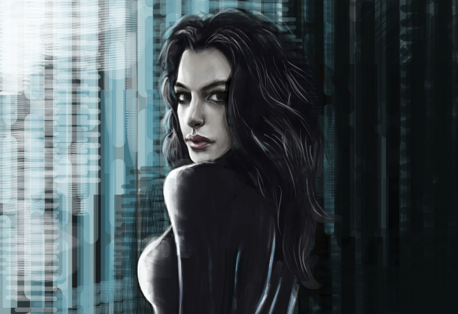 anne hathaway batman catwoman art painting view