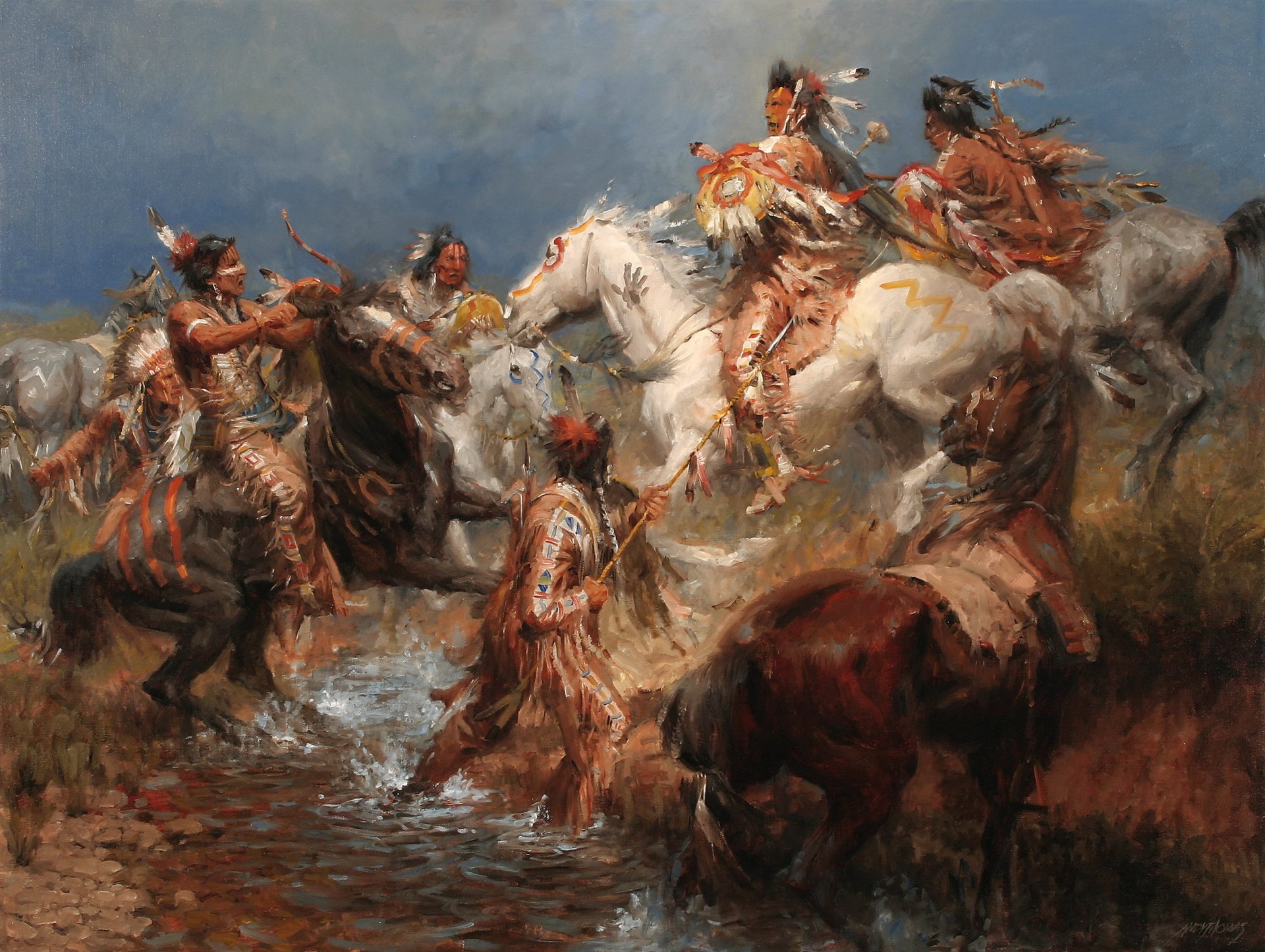 pintura pintura andy thomas 1831 enfrentamientos entre crowe y sioux