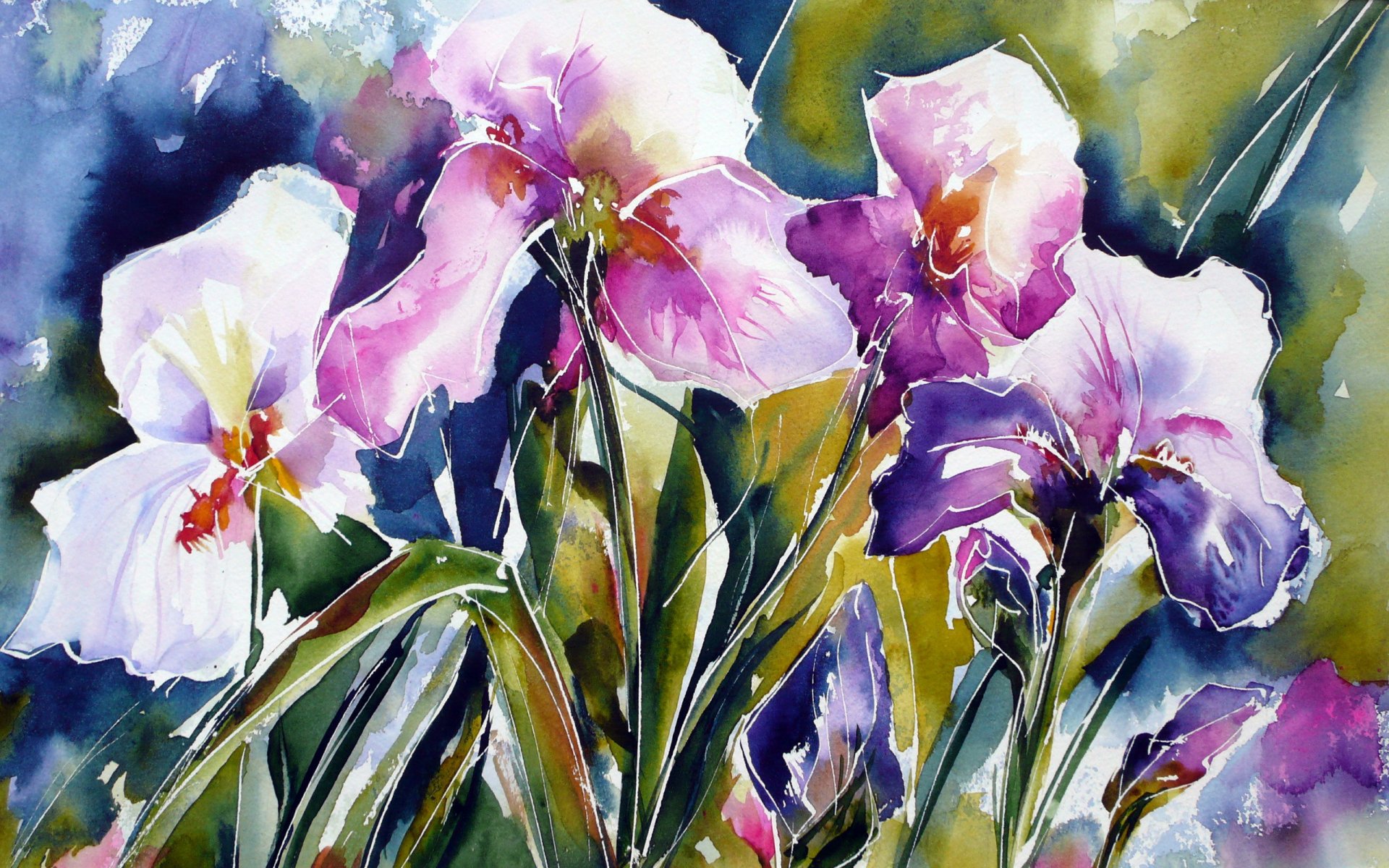 iris fleurs aquarelle