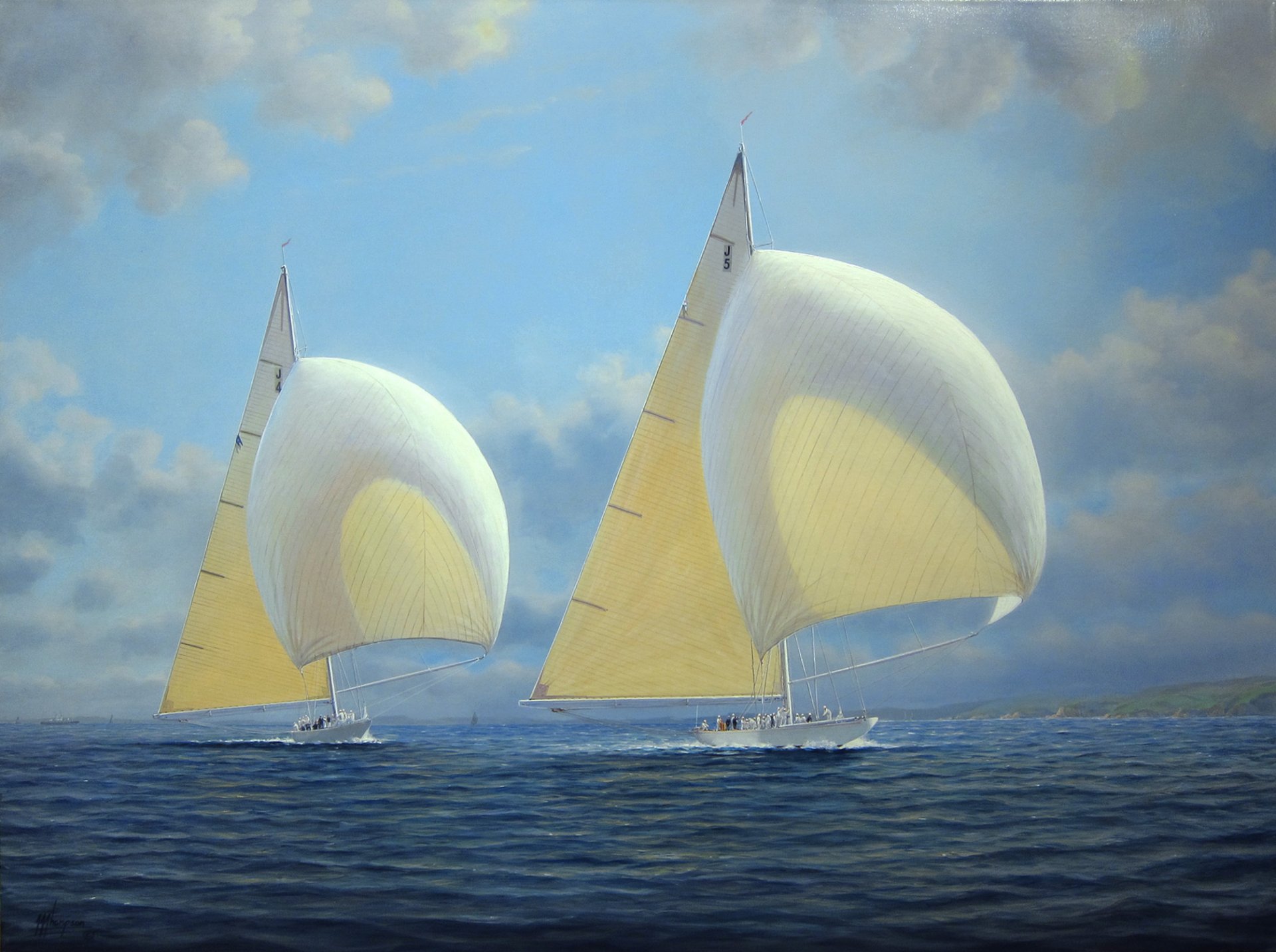 peinture tim thompson arc-en-ciel et ranger mer voiliers vent voiles