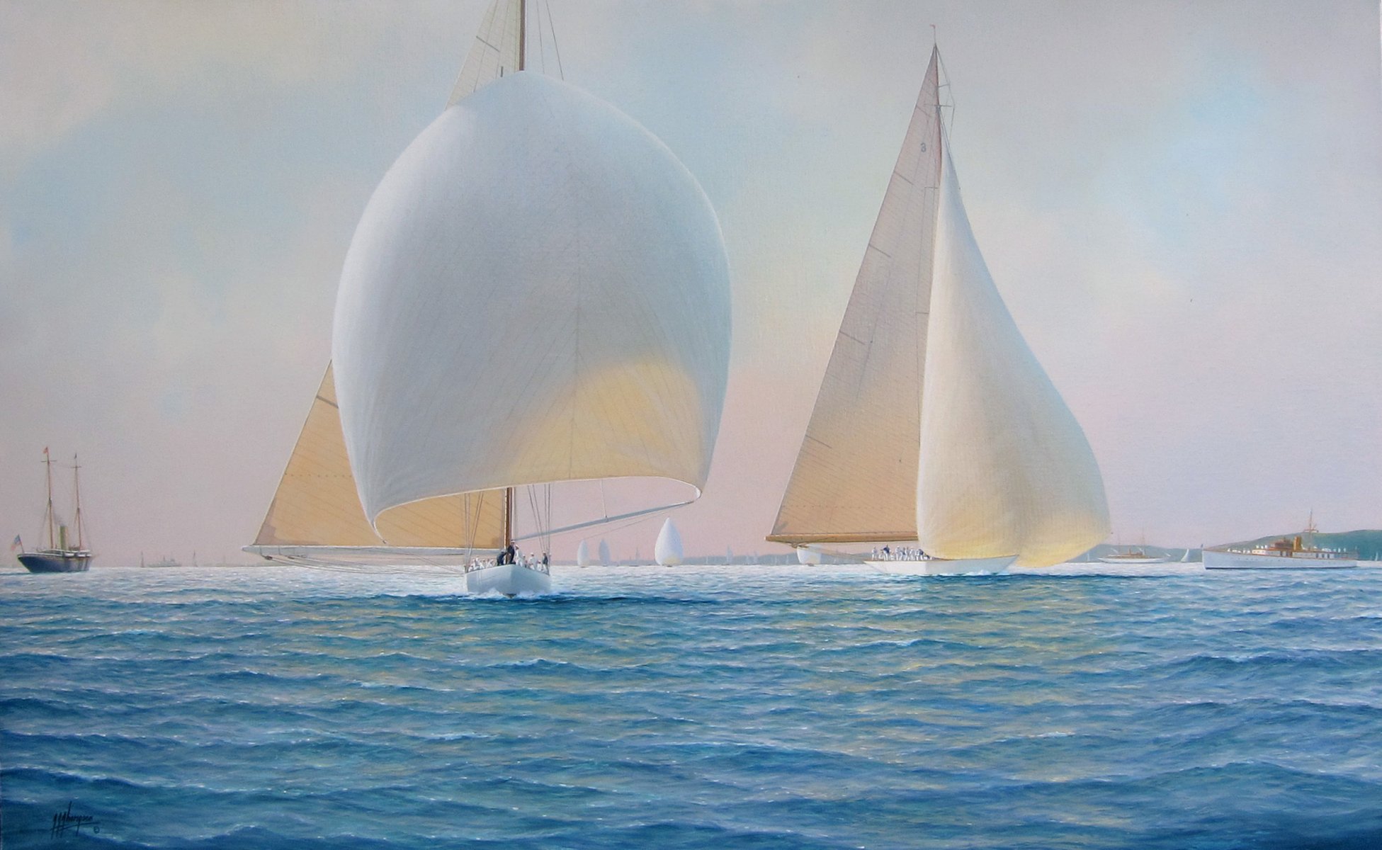 peinture tim thompson mer voiliers voiles navires vent