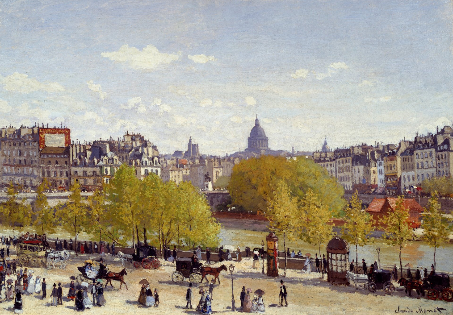 claude monet quai du louvre oil painting art 1867 artist impressionism